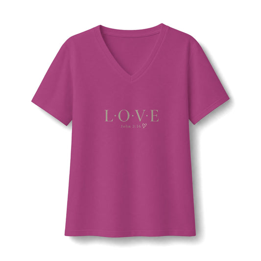 LOVE V-Neck Tee — Women's Relaxed Jersey Short Sleeve