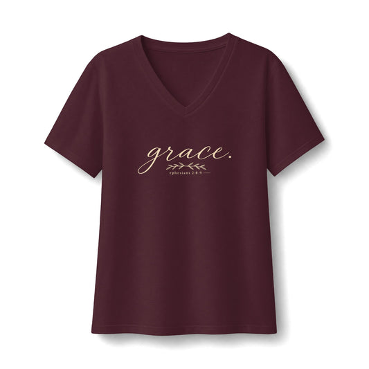 Grace V-Neck Tee - Women's Casual Inspirational T-Shirt