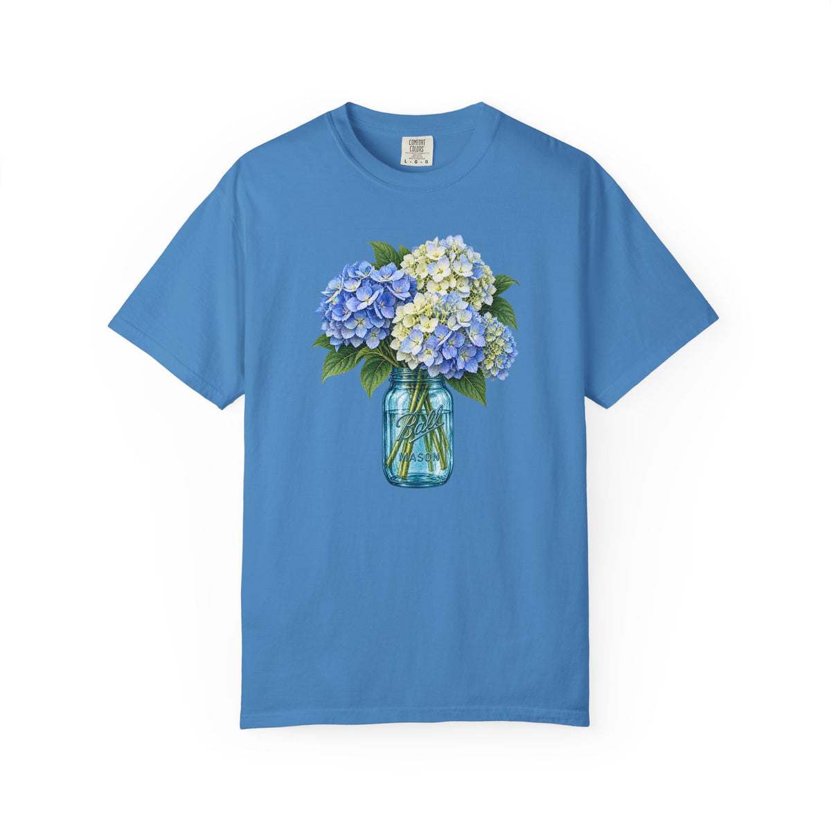 Blue Ball Jar with Hydrangeas T-Shirt