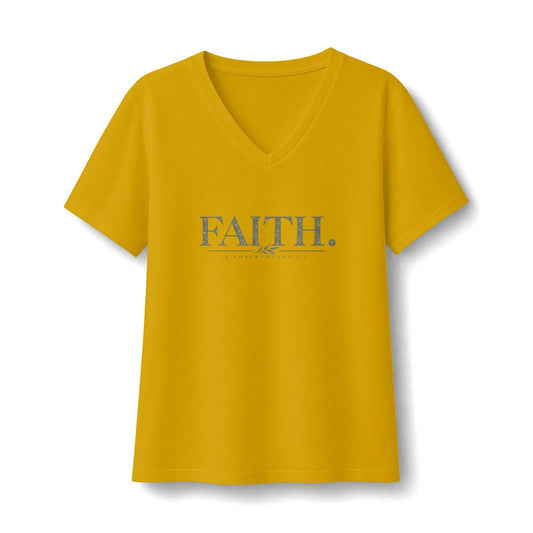 Faith V-Neck Tee — Women’s Inspirational Graphic Shirt