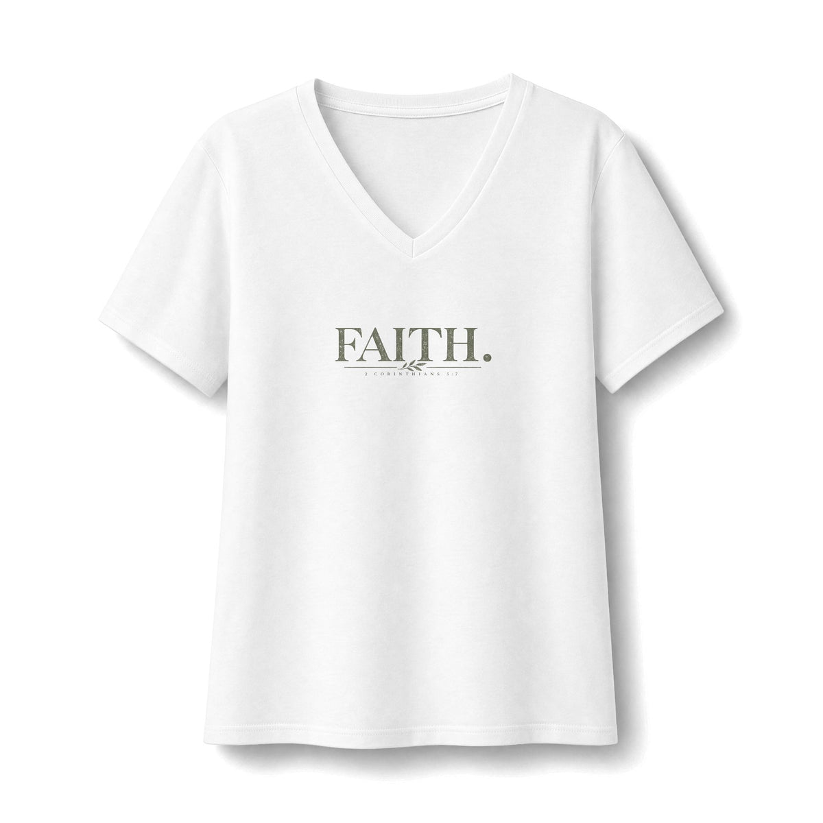 Faith V-Neck Tee — Women’s Inspirational Graphic Shirt