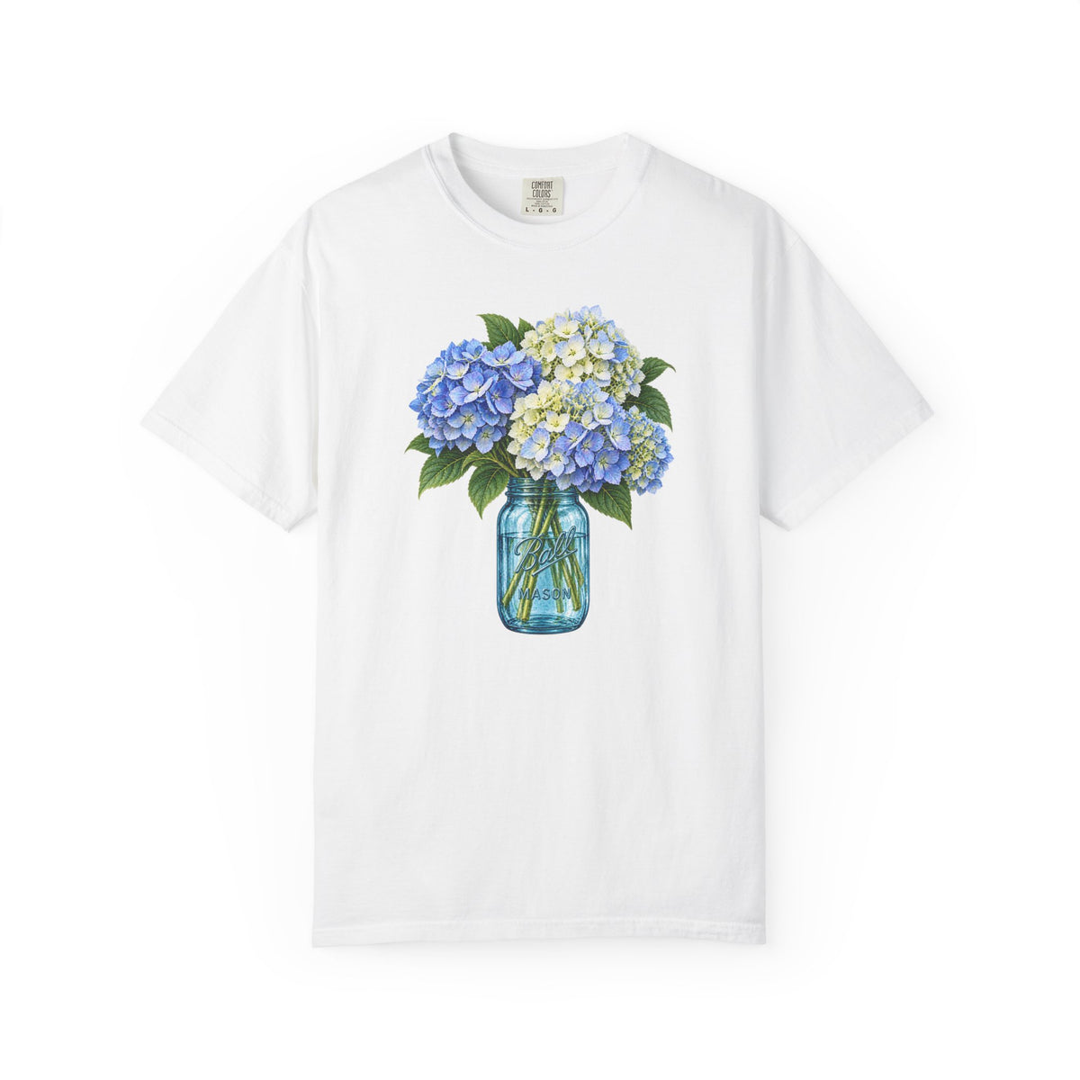 Blue Ball Jar with Hydrangeas T-Shirt